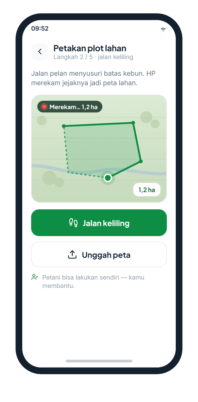 Aplikasi Agridesa — petakan plot lahan (GPS)